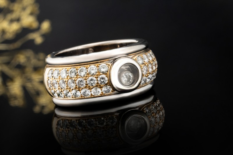 Chopard Happy Diamonds Ring Massiv mit Diamanten Weissgold Gelbgold 750 