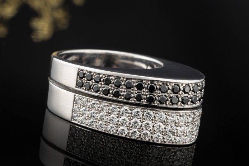 Exklusiver Chopard Ring Black and White Diamanten Massiv Weissgold 750 
