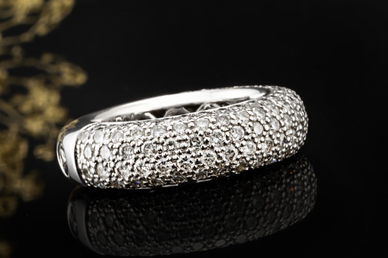 Al Coro Ring Bandring mit Diamanten 2/3 Memoire in 750er Weißgold Gr 56 