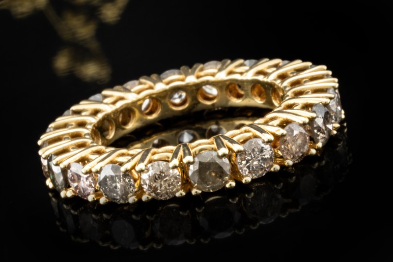 Memoire Ring Natürlich mit Diamanten in Erdtönen Cognac Braun 750er Gold 