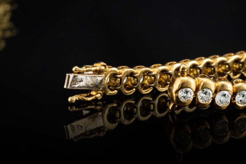 Klassisches Luxus Tennisarmband Armband 4,35 Ct. Diamanten Gelbgold 750 