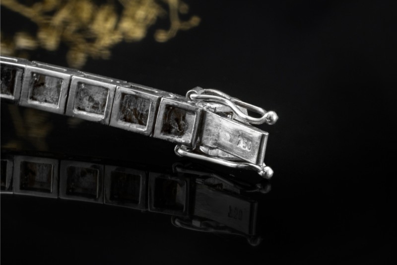 Vintage Saphir Armband Klassisch mit Diamanten mattiert in Weißgold 750 