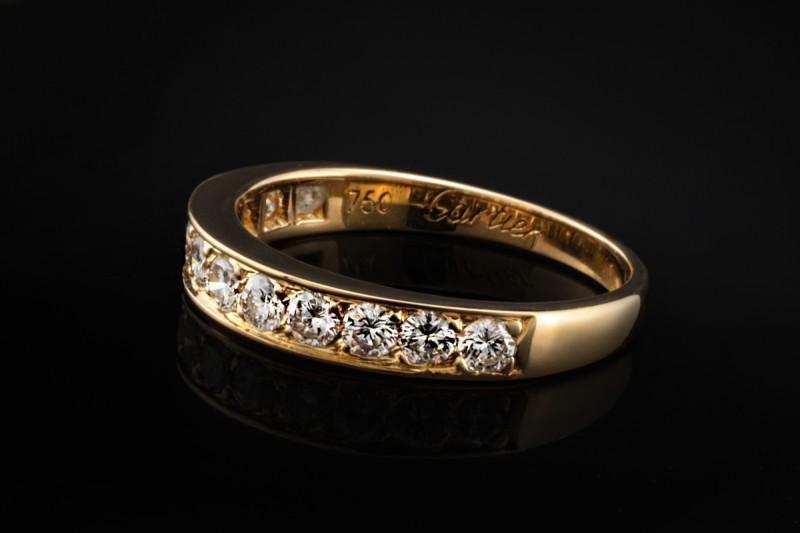 Cartier Vintage Allianz Ring mit Diamanten Halbmemoire in 750er Gelbgold 