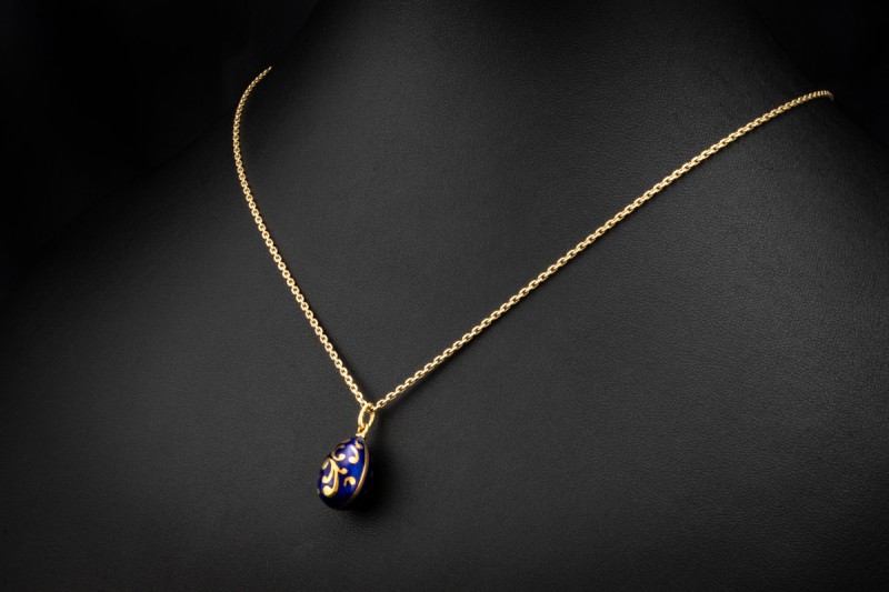 Fabergé Victor Mayer Ei Anhänger Emaille Blau 750er Gelbgold 165/1000 