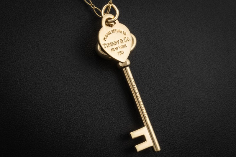 Tiffany & Co. Keys Collier Kette Herz und Schlüssel Anhänger in Gelbgold 