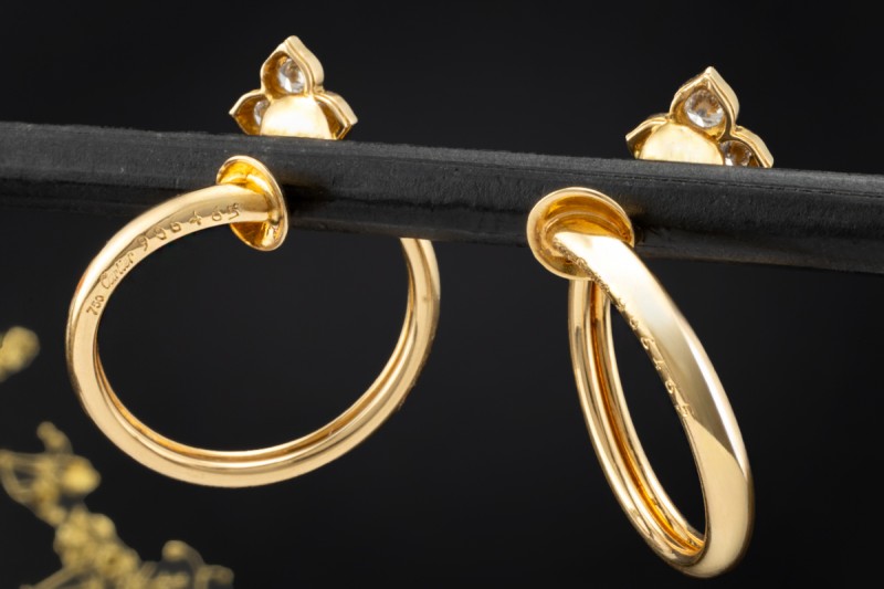 Cartier Hindu Floral Ohrringe Creolen Clips Diamanten in 750er Gelbgold 