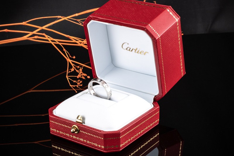 Cartier Love Ring Schmal mit Diamanten in Weißgold 750 Trauring Gr. 52 
