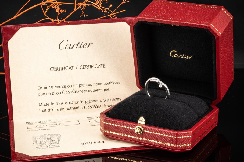 Cartier Ring Entrelaces mit Diamanten Brillanten in Weißgold 750 FullSet 