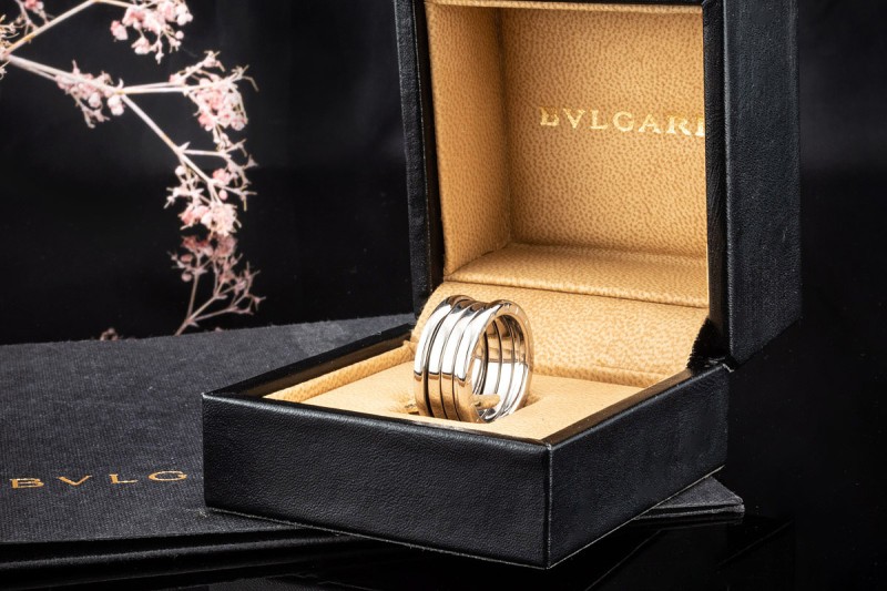 BVLGARI Ring B.zero1 4-Band in 750er Weißgold Full Set OVP Größe 53 