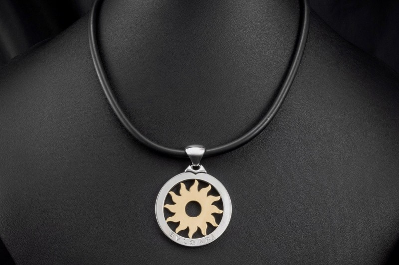 Bvlgari Anhänger Tondo Sun XL Kettenanhänger Bicolor Stahl Gelbgold 750 