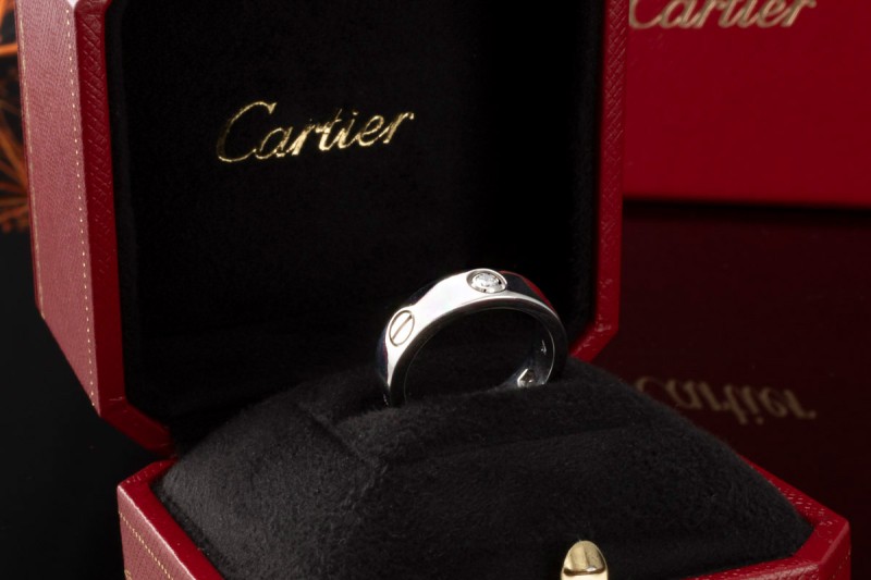 Cartier Love Ring mit 3 Diamanten in 750er Weißgold Großes Modell 52 OVP 