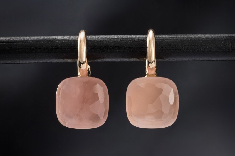 Pomellato Ohrringe Ohrstecker Nudo Classic mit Rosenquarz in 750er Gold 