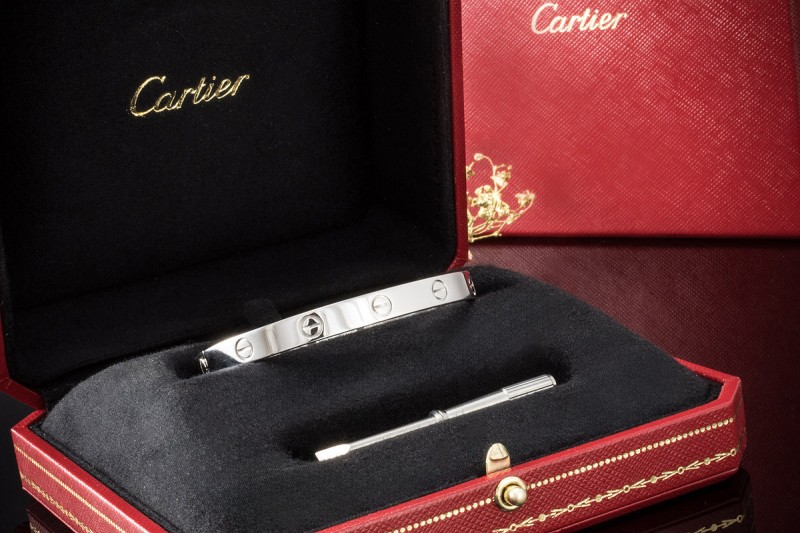 Cartier Love Armreif Armband Bracelet Neues Modell in Weißgold 750 Gr 17 