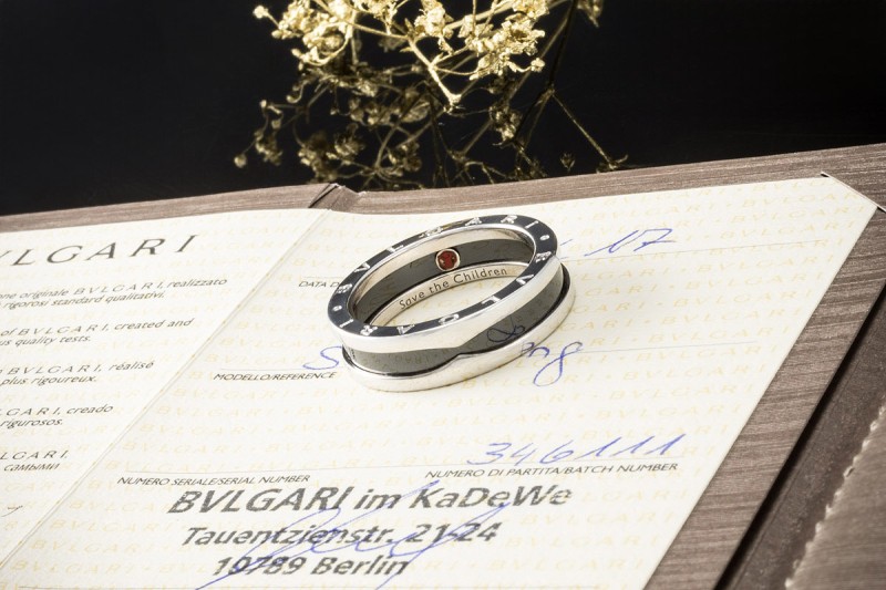 BVLGARI Ring B.zero1 Save the Children Keramik Schwarz in 925er Silber 