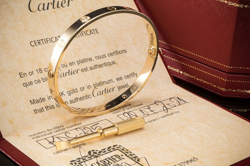 Cartier Love Armreif Armband Bracelet Diamanten Gelbgold Gr. 19 Full Set 