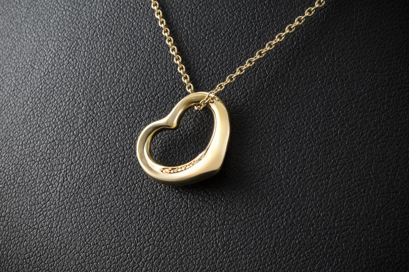 Tiffany Collier Kette Open Heart Elsa Peretti Herz 5 Diamanten Gold 750 