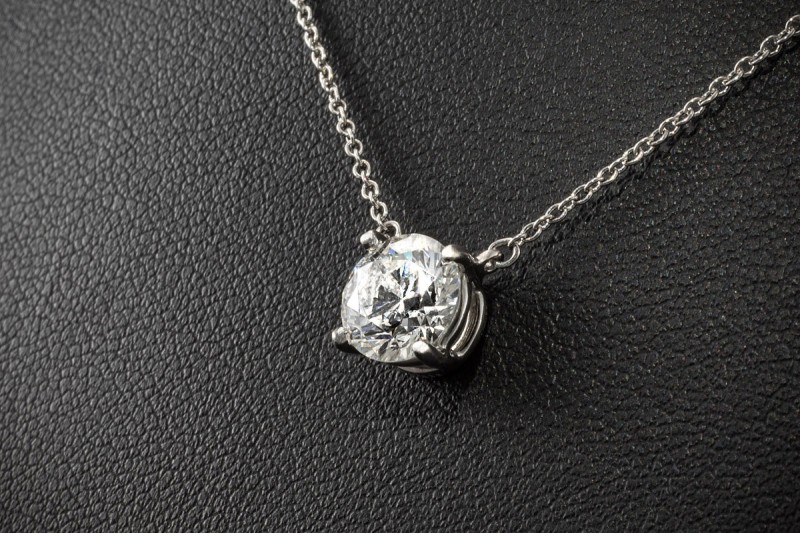 Tiffany Solitaire Collier Kette mit Diamant Anhänger 1,63 Ct. Platin 950 