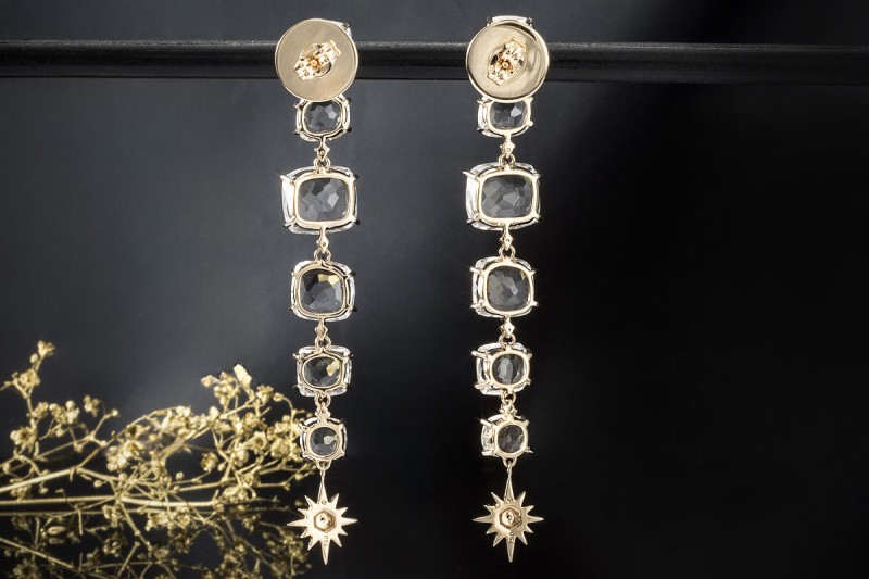 H.Stern Ohrringe Lang Moonlight Nacional Bergkristall Diamanten Roségold 
