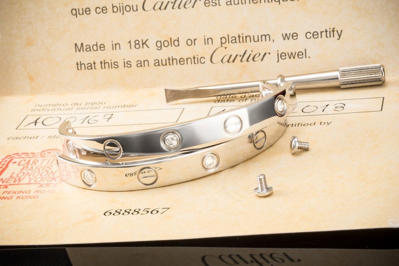 Cartier Love Armreif Armband Bracelet 6 Diamanten Weißgold Gr16 Full Set 