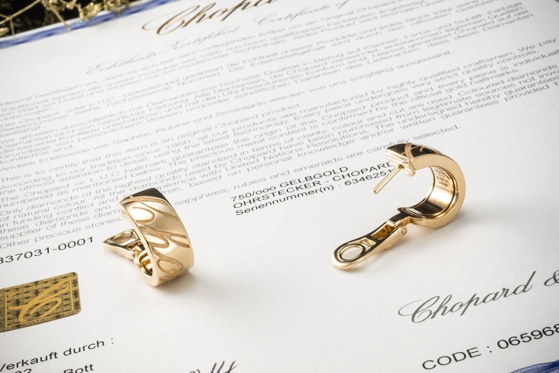 Chopard Ohrringe Chopardissimo Creolen Ohrstecker Clip in Gelbgold 750 