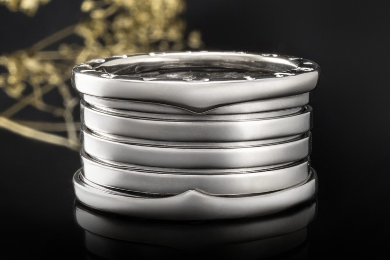 BVLGARI B.zero1 5-Band Ring beweglich in 750er Weißgold Neuwertig Gr. 62 