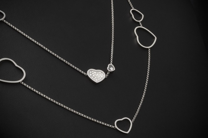 Chopard Collier Happy Diamonds Hearts 122 cm Loop Kette in Weißgold 750 