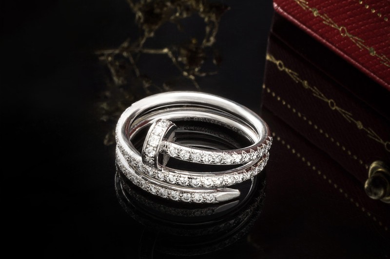Cartier Juste un Clou Ring mit 77 Diamanten in Weißgold 750 Größe 50 OVP 