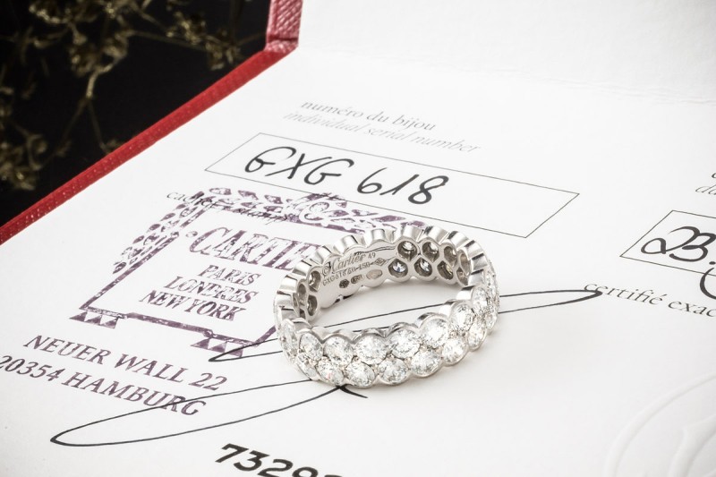 Broderie de Cartier Ring Trauring Zweireihig mit Diamanten Weißgold 750 