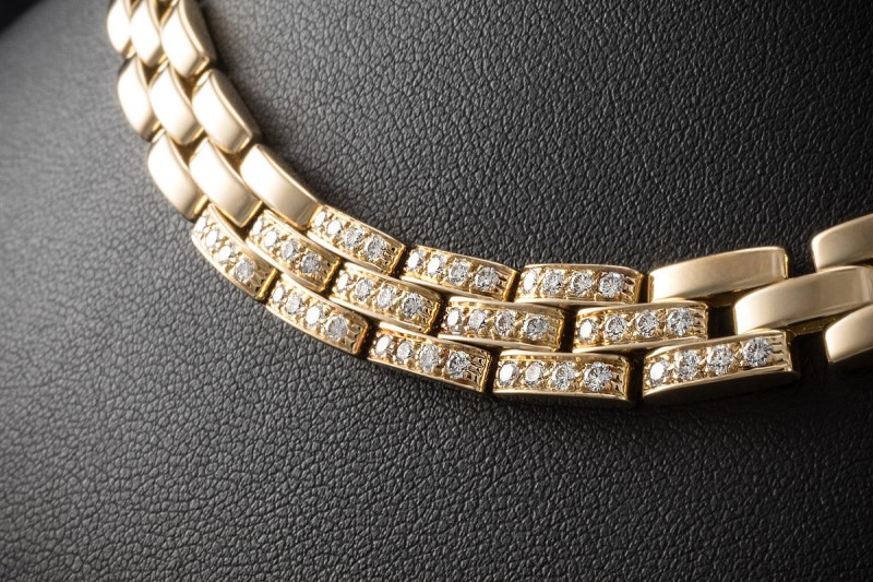 Cartier Collier Kette Maillon Panthère mit Diamanten in 750er Gelbgold 