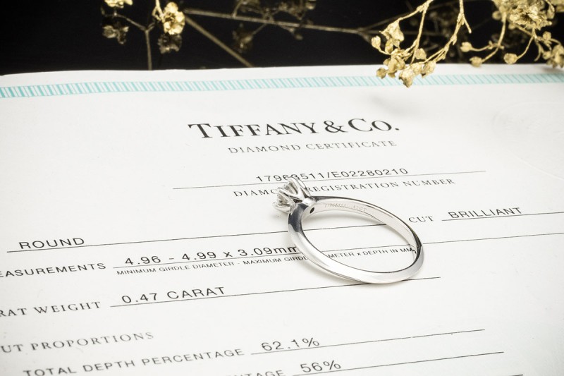 Tiffany & Co Solitär Ring Setting mit Diamant 0,47 Ct in Platin Full Set 