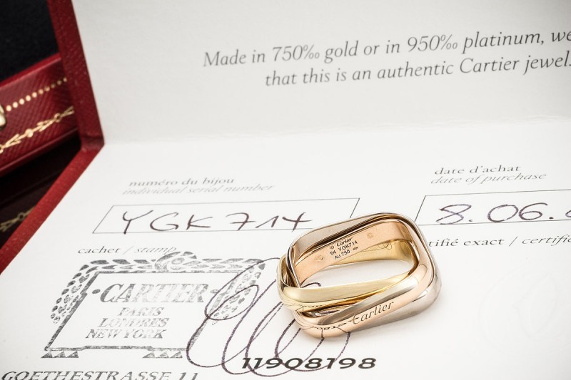 Trinity de Cartier Ring in Kissenform Klassisches Modell Gr. 54 Gold 750 