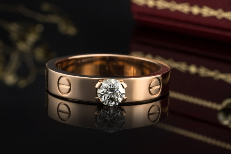 Cartier Love Solitär Ring mit 1 Diamant Brillant 750er Roségold Größe 51 