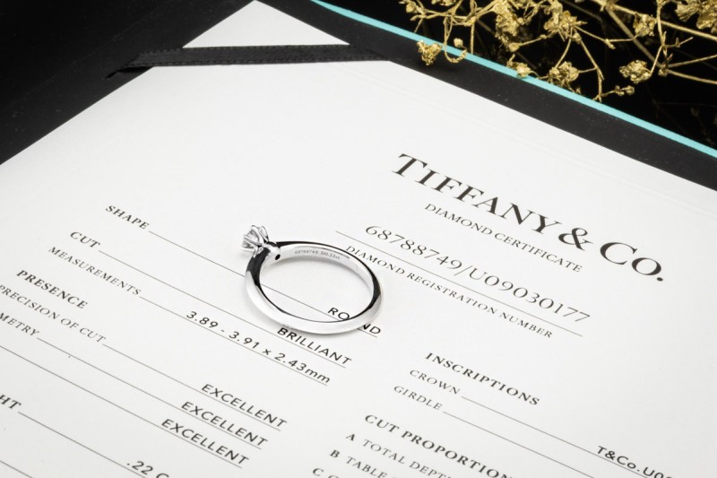 Tiffany & Co Solitär Ring Setting mit Diamant 0,22 Ct in Platin Full Set 