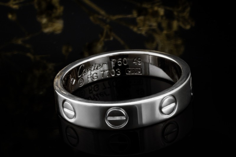 Cartier Love Ring Kleines Modell Schmal in Weißgold 750 Arbeit Größe 49 