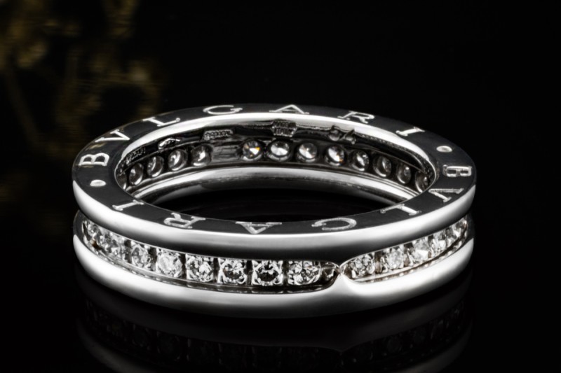 BVLGARI B.zero1 1-Band Memoire Ring Diamanten in 750er Weißgold Größe 54 