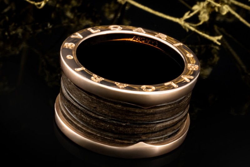 BVLGARI B.zero1 Ring 4-Band Marmor Braun Naturstein 750er Roségold Gr 54 