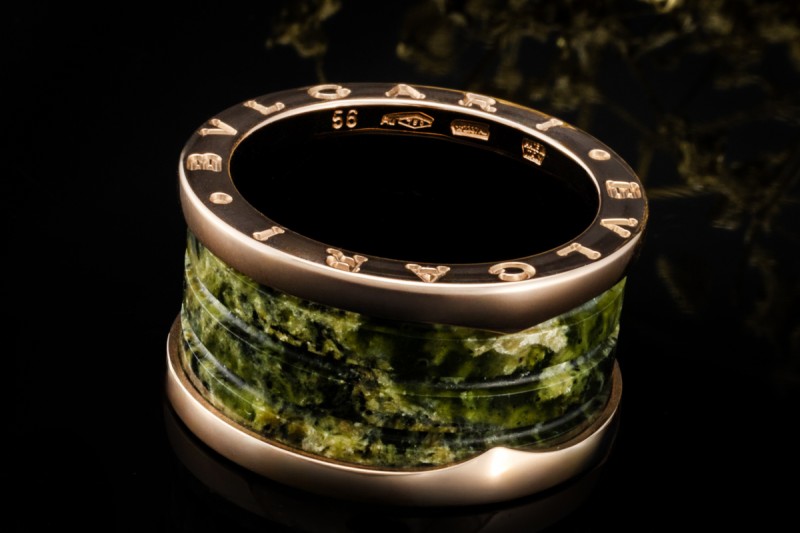 BVLGARI B.zero1 Ring 4-Band Marmor Grün Naturstein 750er Roségold Gr. 56 