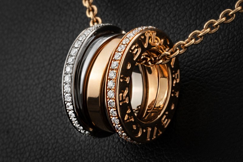 BVLGARI B.zero1 Collier Kette Anhänger Diamanten 750er Roségold Weißgold 