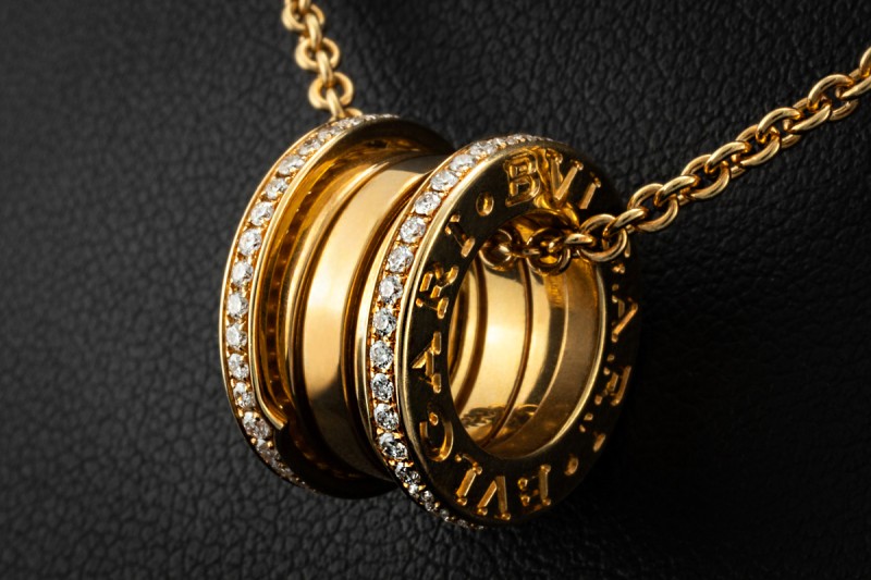 BVLGARI B.zero1 Collier Kette mit Anhänger Diamanten in 750er Gelbgold 