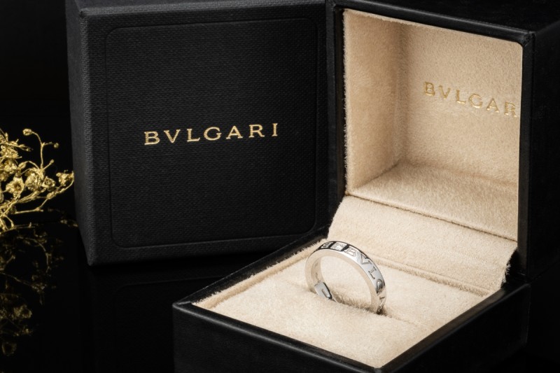 BVLGARI B.zero1 Ring Essential Band Solitär Diamant in Weißgold 750 OVP 