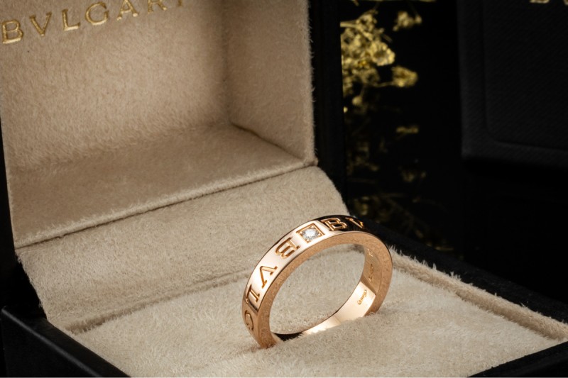 BVLGARI B.zero1 Ring Essential Band Solitär Diamant in Roségold 750 OVP 
