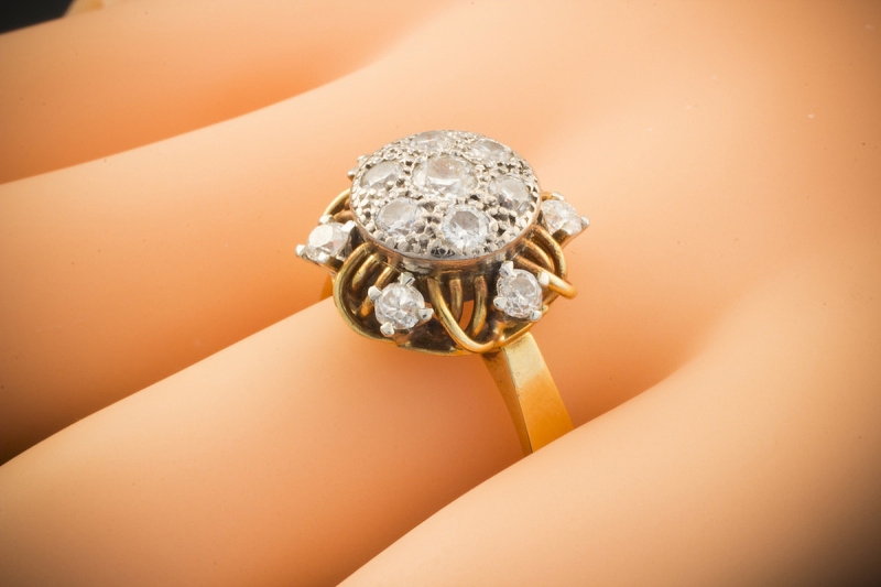 Art Deco BrillantRing Ring mit Brillanten 1CT in 750er Gold Bicolor 61 