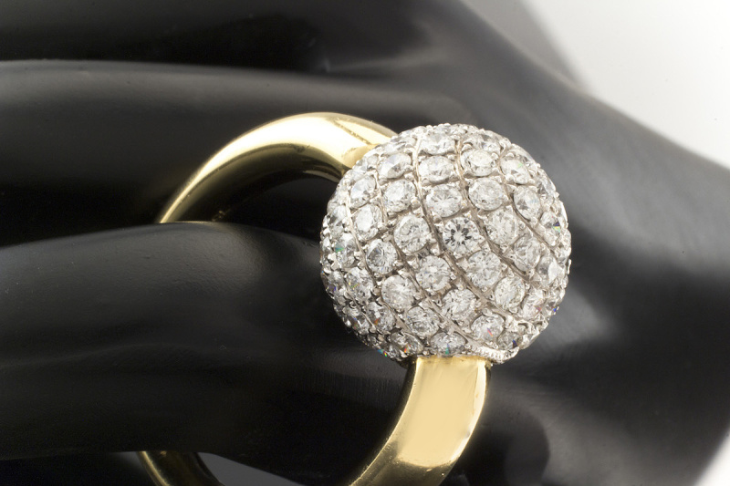 Kugel Ring Brillantkugel rundum mit Brillanten 4,67 Carat 750er Gelbgold 