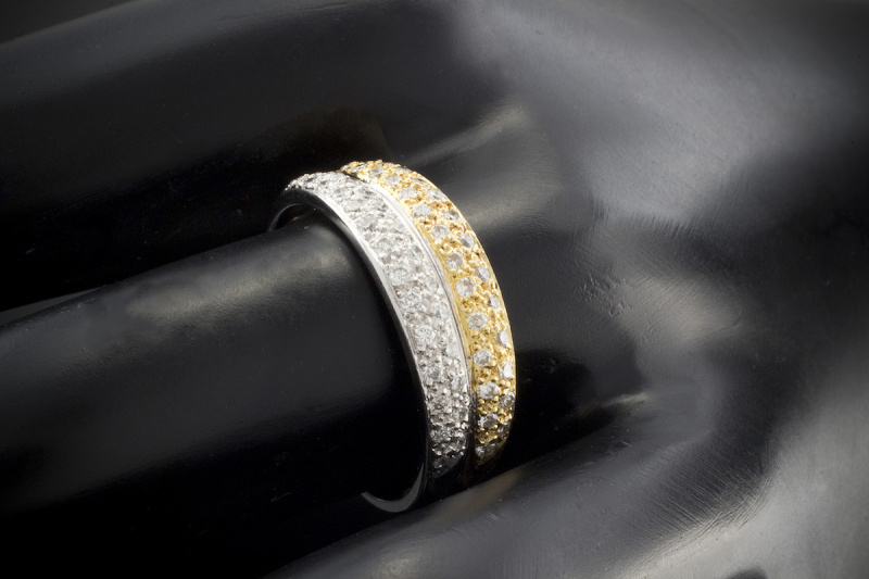 DoppelRing Bicolor Ring mit 0,46 Carat Brillanten 750er Weißgold & Gelbgold 