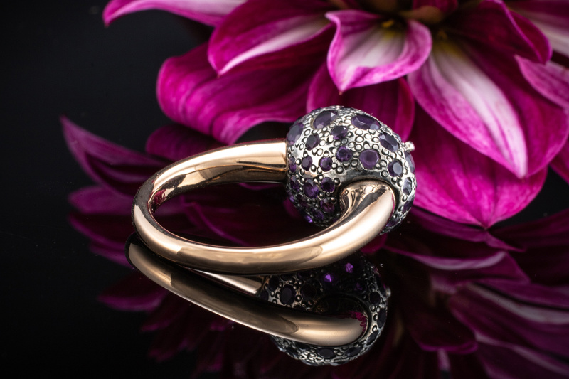 Kleiner Pomellato Ring Tabou mit Amethyst Lila in Rosegold Rotgold 750 