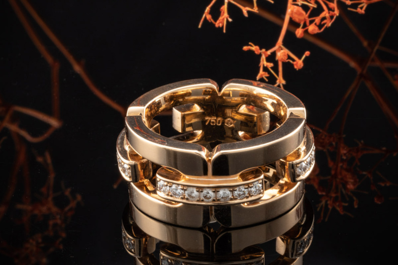 Odenwald Ring Glieder mit Diamanten rundum Massives Rosegold Rotgold 750 