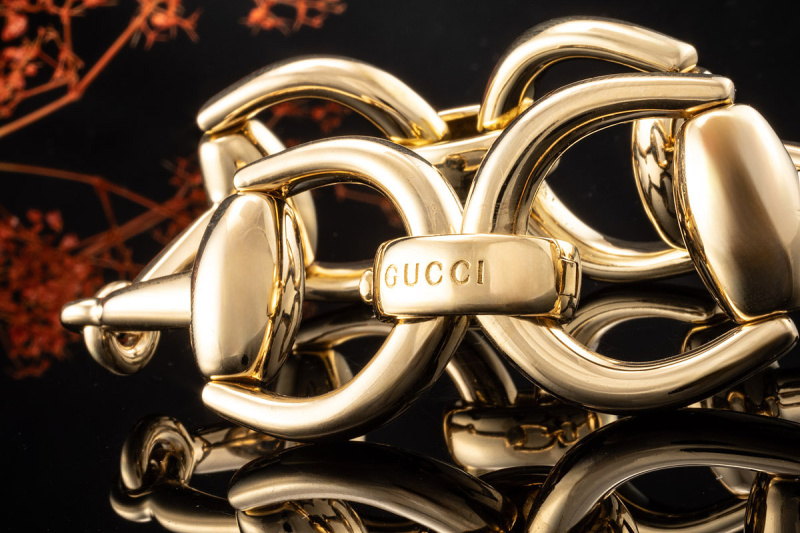 Gucci Horsebit Armband Großes Reiter Gliederarmband Trense in Gelbgold 