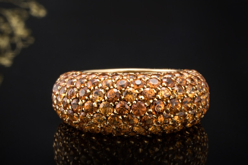 Ring Cocktailring Madeira Citrin goldiges Orange rundum in Gelbgold 750 