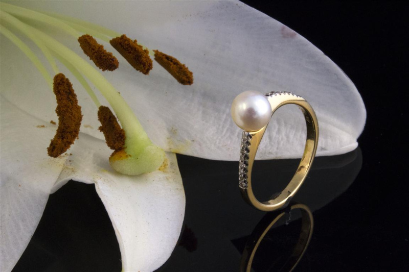 Ring mit Perle Perlenring mit Diamanten Brillanten in 750er Gold 