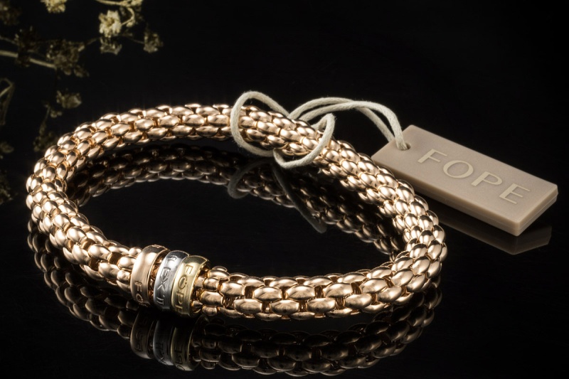 Fope Flex'it Armband in 750er Roségold 3 Ringe Gelbgold Weißgold 18 cm 
